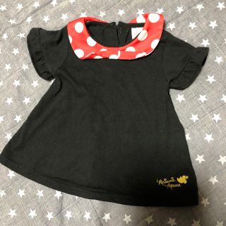 ディズニー(Disney)のディズニー ミニー 袖ヒラヒラドット チュニックTシャツワンピ95(Tシャツ/カットソー)