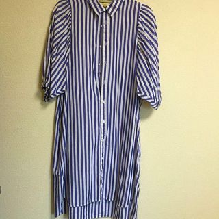 ダブルクローゼット(w closet)の袖バルーンストライプワンピース(ひざ丈ワンピース)