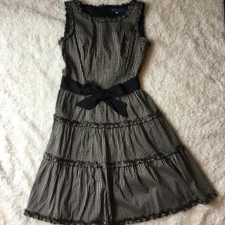 エムズグレイシー(M'S GRACY)のなつみかん様専用♡M's GRACY ギンガムチェック ワンピース 黒系(ひざ丈ワンピース)