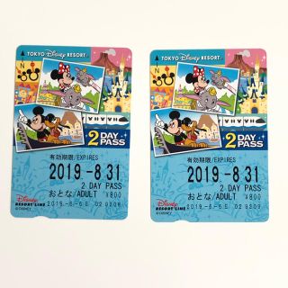 ディズニー(Disney)のディズニーリゾートライン 2dayパス 大人2枚(遊園地/テーマパーク)