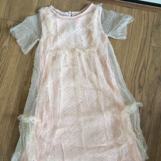 ザラキッズ(ZARA KIDS)のZARA キッズ ラメ ピンク ワンピース 116㎝ フレアスカート (ワンピース)