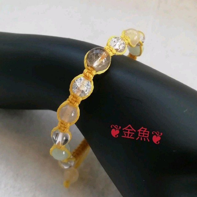 マクラメ編みブレスレット✧ルチルクォーツ・水晶・翡翠・アラゴナイト