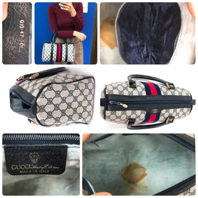 GUCCI グッチ ボストンバッグ オールドグッチ ネイビー