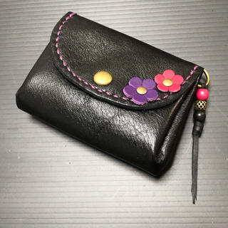 牛革 手縫いのアコーディオン型ミニコインケース(財布)