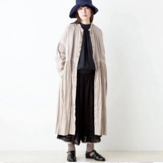 ネストローブ(nest Robe)のお値下げ【美品】ネストローブ★ブラックリネンバンドカラーワンピース(ロングワンピース/マキシワンピース)