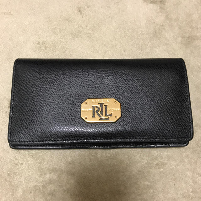 Ralph Lauren(ラルフローレン)の値下げ★ラルフローレン レザー 長財布 二つ折り 小銭入れあり 黒ブラック レディースのファッション小物(財布)の商品写真