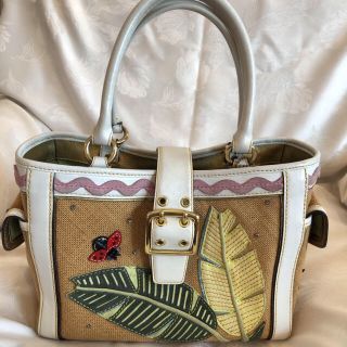 コーチ(COACH)のレア☆ コーチ coach かごバッグ てんとう虫 リーフ(かごバッグ/ストローバッグ)