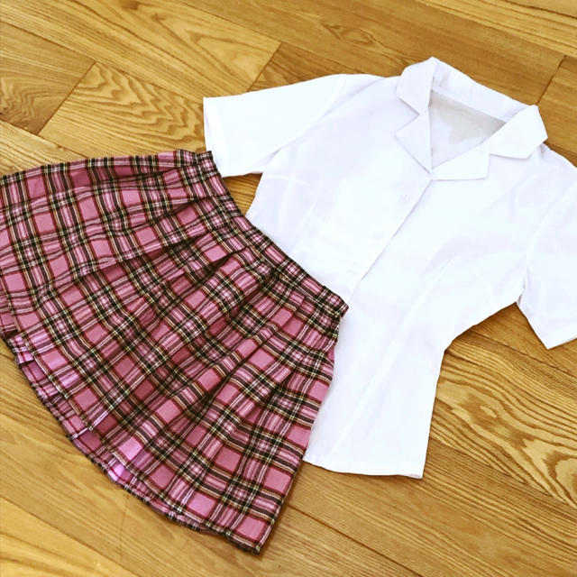 制服格安！制服 JK 女子高生 ブラウス&ミニスカート セット レディースのレディース その他(セット/コーデ)の商品写真