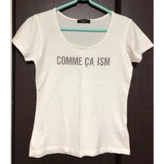 コムサイズム(COMME CA ISM)のTシャツ  ［白］ ロゴチェック柄(Tシャツ(半袖/袖なし))