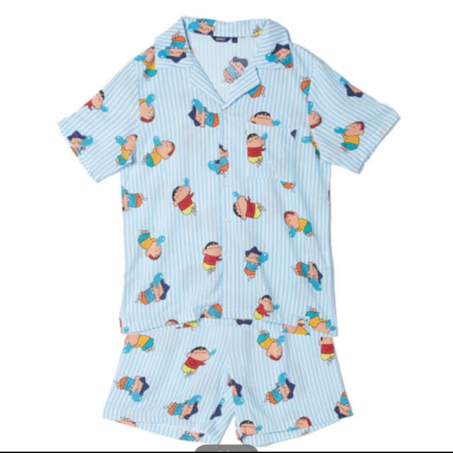 専門店では スパオ クレヨンしんちゃん ボーダー ブルー パジャマ 寝巻き ルームウェア パジャマ
