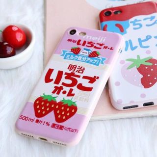 可愛い 明治 いちごオレの IPhone ケース♡ピンク色(iPhoneケース)