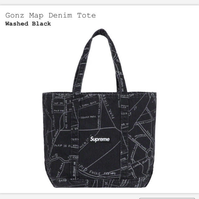 Supreme - Supreme Gonz Map Denim Tote Washed Blackの通販 by @'s ...