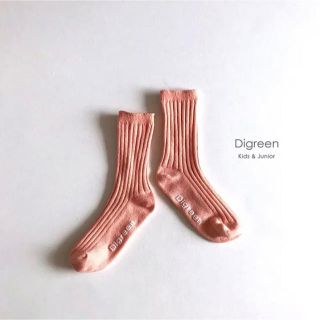 Digreen*キッズ*リブソックス*靴下*オレンジ*M〜XL(靴下/タイツ)