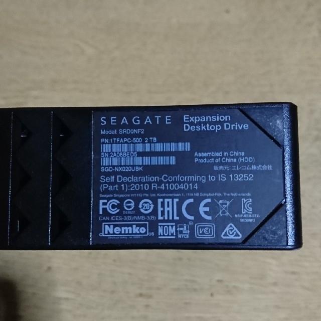 ELECOM(エレコム)のエレコムELECOM Seagate 外付けハードディスク HDD 2TB スマホ/家電/カメラのPC/タブレット(PC周辺機器)の商品写真