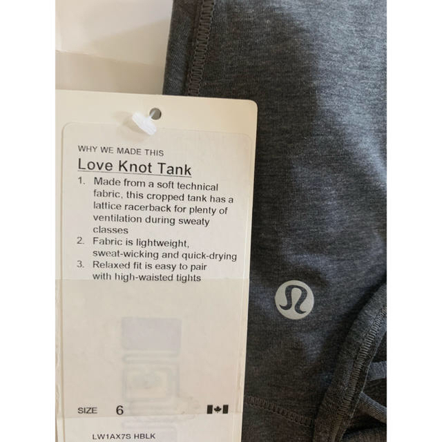 lululemon(ルルレモン)のルルレモン  Love knot Tank サイズ6 新品タグ付き レディースのトップス(タンクトップ)の商品写真