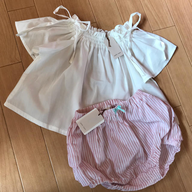 petit main(プティマイン)の♡新品 プチマイン   リボンカットソー ブルマ パンツ セット キッズ/ベビー/マタニティのベビー服(~85cm)(シャツ/カットソー)の商品写真