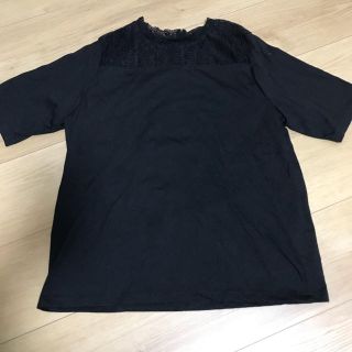 ショコラフィネローブ(chocol raffine robe)の黒 レース トップス Ｔシャツ(Tシャツ(半袖/袖なし))