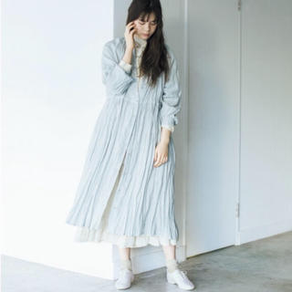 ネストローブ(nest Robe)の【美品】ネストローブ★リネンギャザースモックワンピース(ロングワンピース/マキシワンピース)