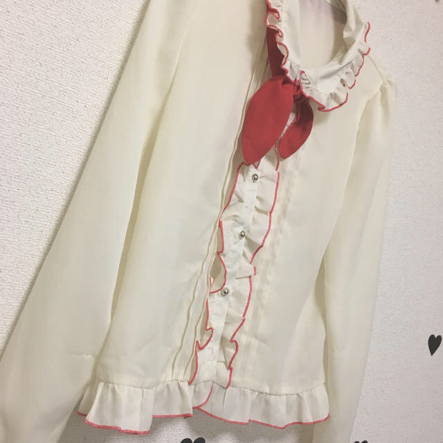 夢展望(ユメテンボウ)の赤×白ブラウス♡ レディースのトップス(シャツ/ブラウス(長袖/七分))の商品写真
