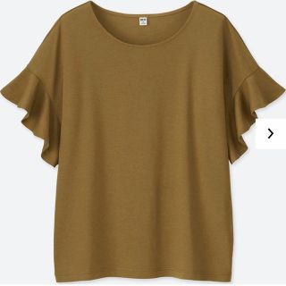 ユニクロ(UNIQLO)の新品未使用！タグ付き！UNIQLO フリルスリーブT XL(Tシャツ(半袖/袖なし))