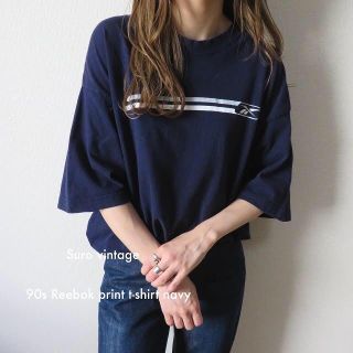 リーボック(Reebok)の90s reebok ビッグ tシャツ ネイビー 古着 レディース(Tシャツ(半袖/袖なし))