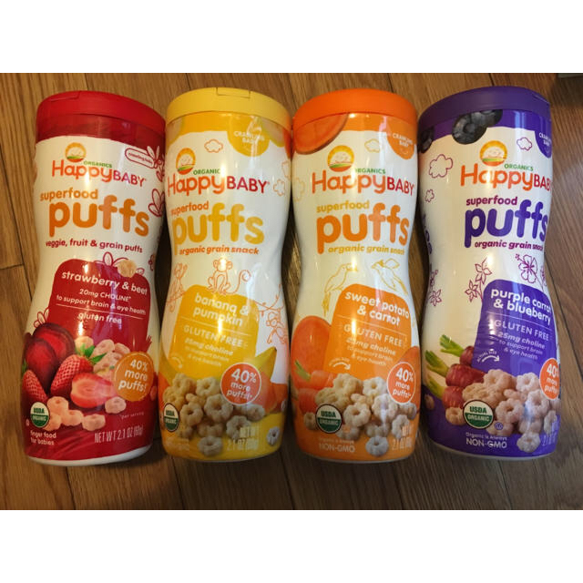 和光堂(ワコウドウ)のHappy BABY superfood puffs 送料無料  キッズ/ベビー/マタニティの授乳/お食事用品(その他)の商品写真