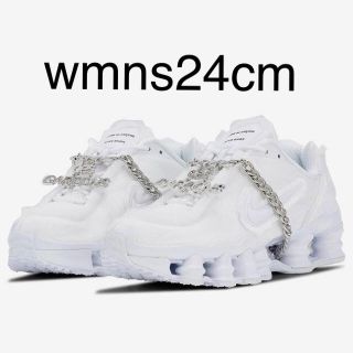 ナイキ(NIKE)のCOMME des GARCONZ x NIKE コラボ SHOX 白 24cm(スニーカー)