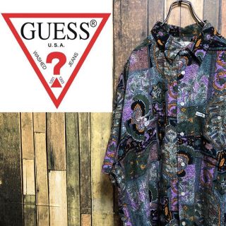 ゲス(GUESS)の【0626005様専用☆】ゲスGUESS☆USA製ロゴタグ入り総柄レーヨンシャツ(シャツ)