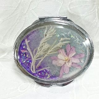 押し花の両面コンパクトミラー(雑貨)