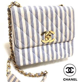 シャネル(CHANEL)の【正規品】CHANEL/シャネル/ストライプ/チェーン/ショルダーバッグ/バッグ(ショルダーバッグ)