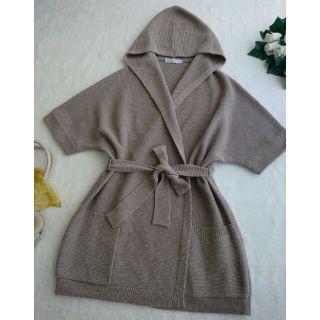 マックスマーラ(Max Mara)のMaxMara 美品 上質フードカーディガン 春夏物 白タグ カシミヤ混(カーディガン)