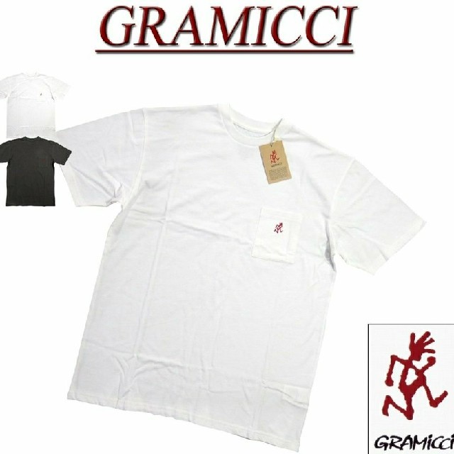 GRAMICCI(グラミチ)の〓新品〓 GRAMICCI ワンポイント刺繍 半袖 ポケットTシャツ／ホワイトＭ メンズのトップス(Tシャツ/カットソー(半袖/袖なし))の商品写真