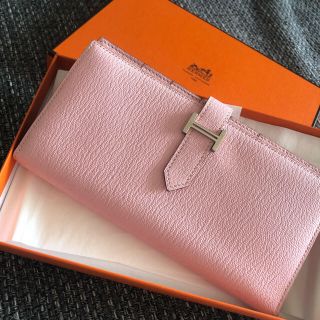 エルメス(Hermes)のエルメス ベアン 二つ折り財布 ローズサクラ(長財布)