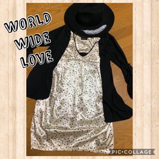 ワールドワイドラブ(WORLD WIDE LOVE!)のワールドワイドラブ サテンワンピース デッドスマイル(ひざ丈ワンピース)