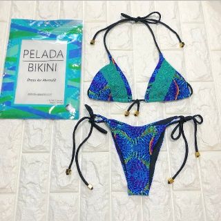 新品 DAREA / PELADA ブラジリアンビキニ 水着  柄レース S(水着)