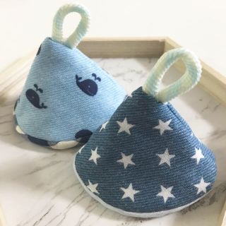 おしっこブロック☆おしっこガード☆おしっこキャップ4個☆デニムくじら、スターねこ(おむつ替えマット)