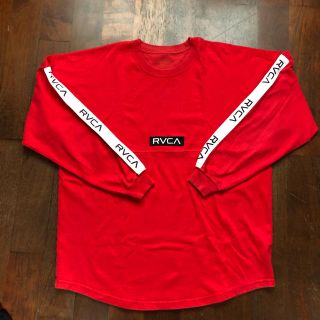 ルーカ(RVCA)の9/8まで専用 rvca テープロゴ ロンt レッド 赤 Sサイズ(Tシャツ/カットソー(七分/長袖))