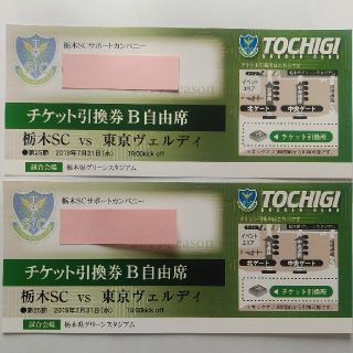 栃木SC vs 東京ヴェルディ　B自由席 ペア チケット　ビジターの方も！(サッカー)