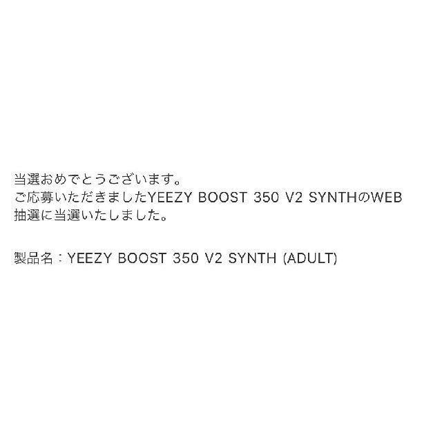 adidas yeezy boost 350 synth us9.5 当選品