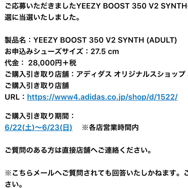 27.5cm YEEZY BOOST 350 V2 SYNTH (ADULT)