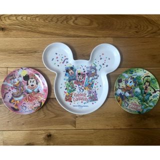 ディズニー(Disney)の【新品未使用】Disney ディズニー 35周年 メラミンプレート 3枚セット(プレート/茶碗)