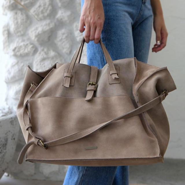 suede real leather hand bag