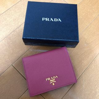 プラダ(PRADA)のPRADA プラダ 二つ折り財布 ミニ財布サフィアーノバイカラーピンクホワイト(財布)