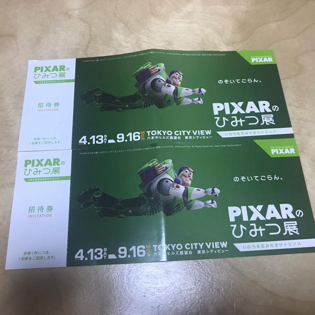 PIXARのひみつ展 ペアチケット チケットの施設利用券(美術館/博物館)の商品写真