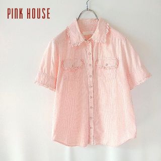 ピンクハウス(PINK HOUSE)のPINK HOUSE　ピンクハウス　ギンガムチェック　シャツ　ブラウス　M(シャツ/ブラウス(半袖/袖なし))