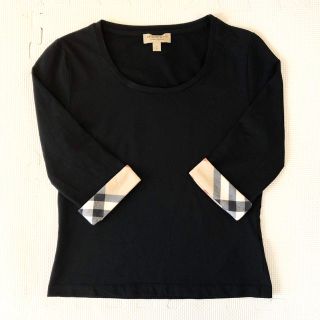 バーバリー(BURBERRY)の【美品】★バーバリー★BURBERRY★七分袖Tシャツ★S★ブラック★(Tシャツ(長袖/七分))