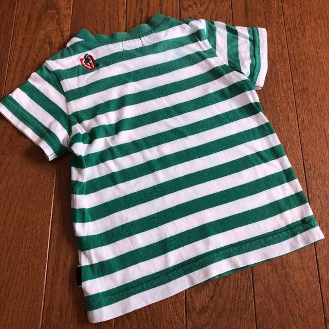 hakka kids(ハッカキッズ)のHAKKA kids ハッカキッズ ☆ グリーン× ホワイト ボーダー Ｔシャツ キッズ/ベビー/マタニティのベビー服(~85cm)(Ｔシャツ)の商品写真