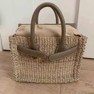 【超美品】☆SEA　シー：かごバッグ　グレージュ系　Ｍサイズ