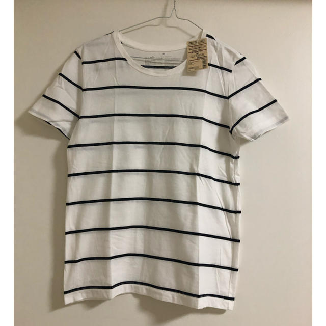 MUJI (無印良品)(ムジルシリョウヒン)の新品タグ付 MUJI 無印良品 オーガニックコットン ボーダー Tシャツ レディースのトップス(Tシャツ(半袖/袖なし))の商品写真