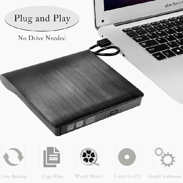 USB DVDドライブプレーヤー スマホ/家電/カメラのテレビ/映像機器(DVDプレーヤー)の商品写真